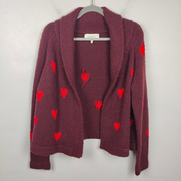 The Great The Heart Lodge Cardigan Sweater Womens 1 Small Burgundy Knit Burgundy - Picture 2 of 13